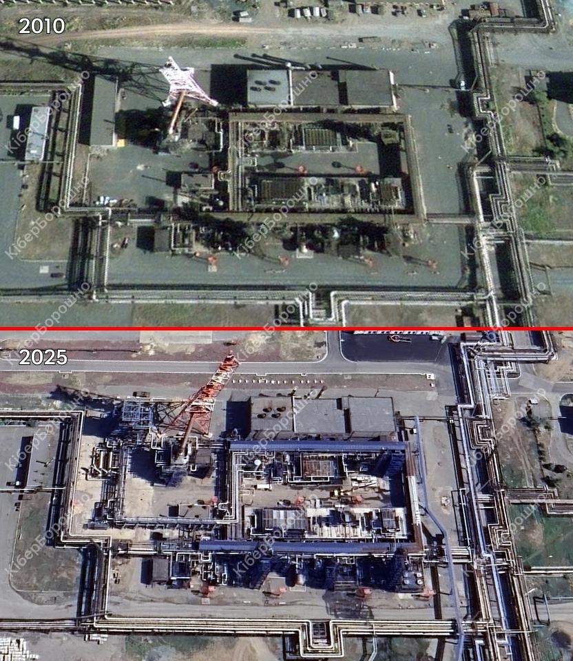 НПЗ «Орскнефтеоргсинтез» в Орске в Оренбургской области до и после налета