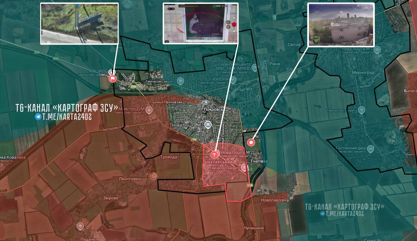 Ситуация в Покровске (до 2016 года — Красноармейск) по версии ресурса «КАРТОГРАФ ✙ ЗСУ»
