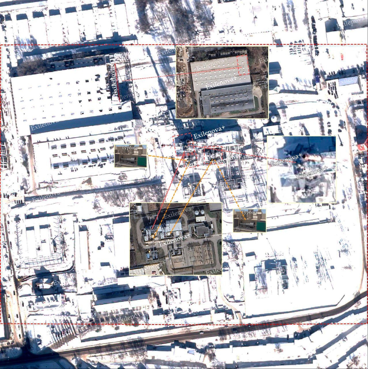 Спутниковый снимок последствий ударов по ТЭЦ «Луч» в Белгороде, февраль 2026 года